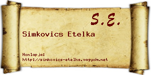 Simkovics Etelka névjegykártya
